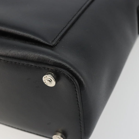 CELINE Schoudertas Leer Zwart Zilver Auth ep15031