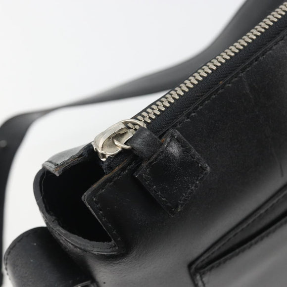 CELINE Schoudertas Leer Zwart Zilver Auth ep15031
