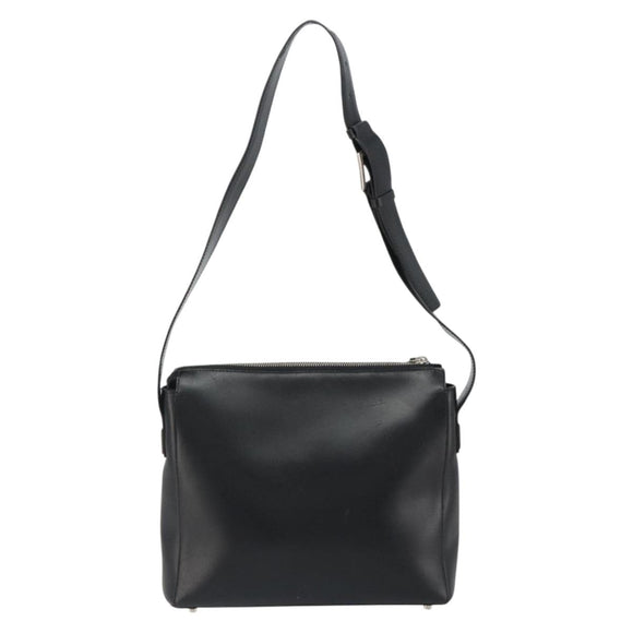 CELINE Schoudertas Leer Zwart Zilver Auth ep15031