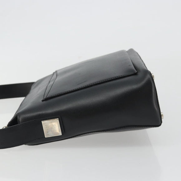CELINE Schoudertas Leer Zwart Zilver Auth ep15031