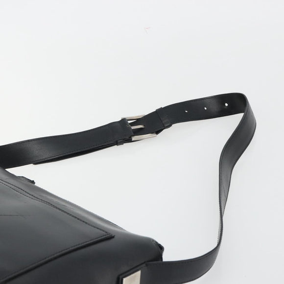 CELINE Schoudertas Leer Zwart Zilver Auth ep15031
