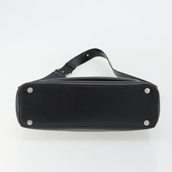 CELINE Schoudertas Leer Zwart Zilver Auth ep15031