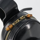 GUCCI Bamboo Shoulder Bag Enamel Black Gold 003 2113 0127 Auth ep15033-14