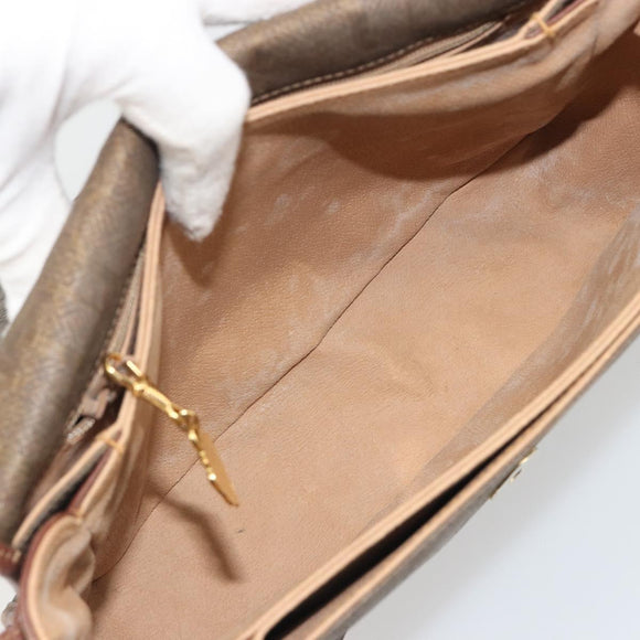 GUCCI Shoulder Bag PVC Canvas Beige Gold Auth ep15035