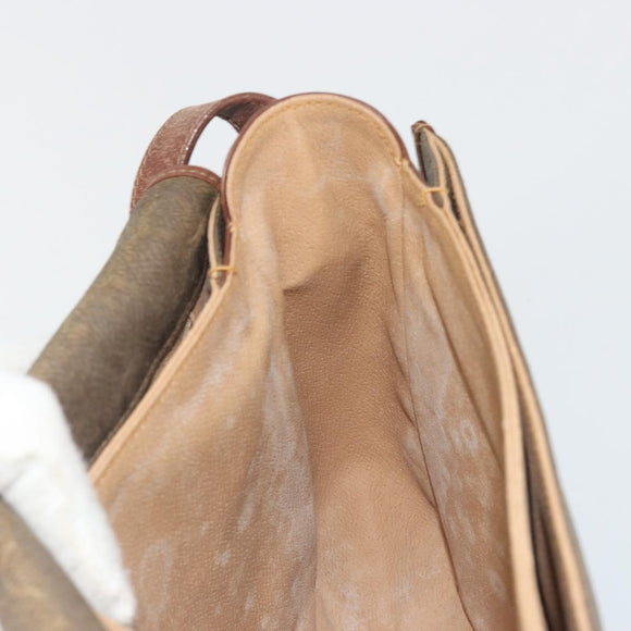 GUCCI Shoulder Bag PVC Canvas Beige Gold Auth ep15035