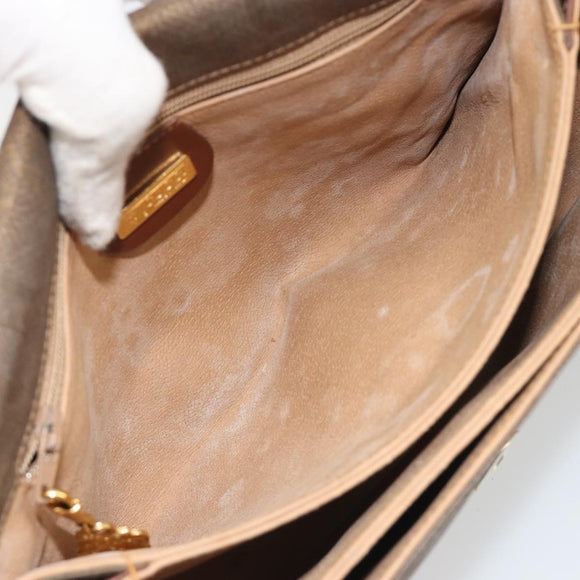 GUCCI Shoulder Bag PVC Canvas Beige Gold Auth ep15035