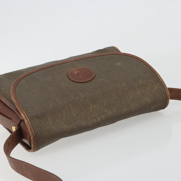 GUCCI Shoulder Bag PVC Canvas Beige Gold Auth ep15035