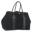 HERMES Garden Party PM Hand Bag Canvas Black Silver Auth ep15036-1