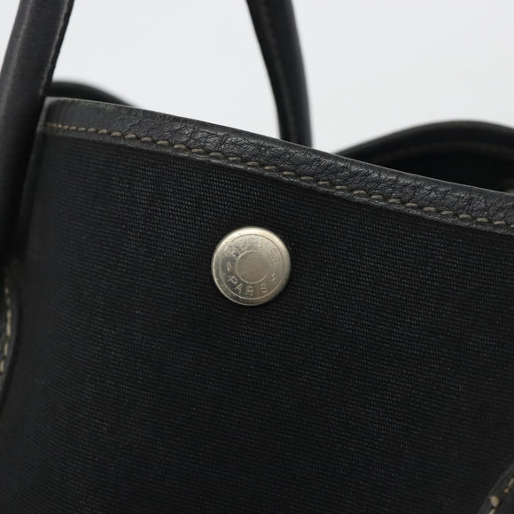 HERMES Garden Party PM Hand Bag Canvas Black Silver Auth ep15036