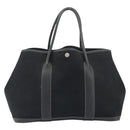 HERMES Garden Party PM Hand Bag Canvas Black Silver Auth ep15036-2