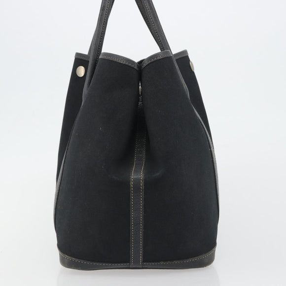HERMES Garden Party PM Hand Bag Canvas Black Silver Auth ep15036