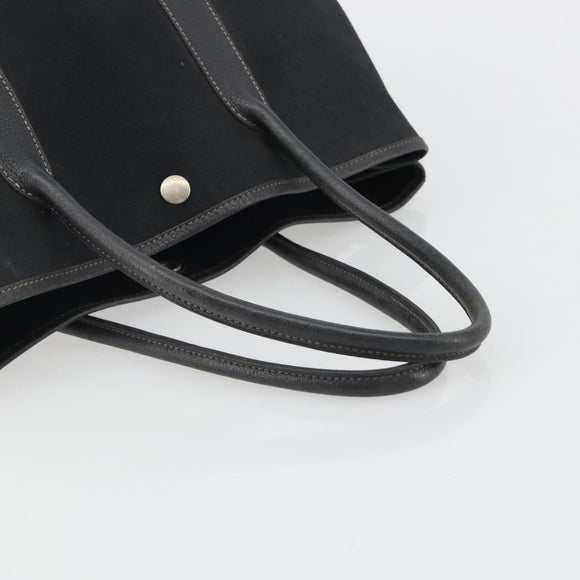 HERMES Garden Party PM Hand Bag Canvas Black Silver Auth ep15036
