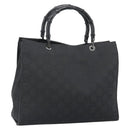 GUCCI GG Canvas Bamboo Hand Bag Nylon Black Silver 002 1010 Auth ep15037-1