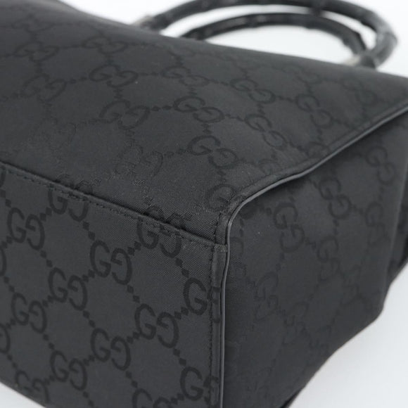 GUCCI GG Canvas Bamboo Hand Bag Nylon Black Silver 002 1010 Auth ep15037