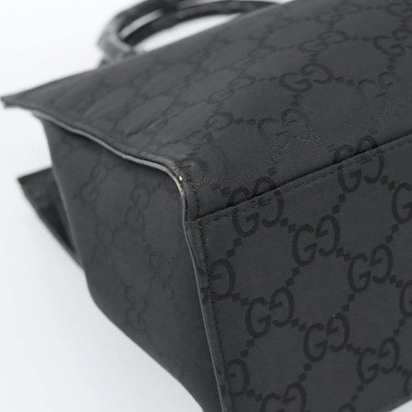 GUCCI GG Canvas Bamboo Hand Bag Nylon Black Silver 002 1010 Auth ep15037