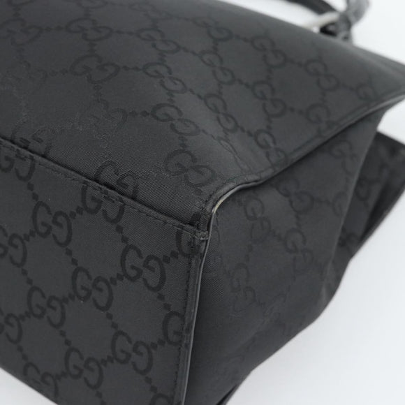 GUCCI GG Canvas Bamboo Hand Bag Nylon Black Silver 002 1010 Auth ep15037