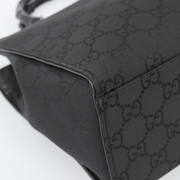 GUCCI GG Canvas Bamboo Hand Bag Nylon Black Silver 002 1010 Auth ep15037