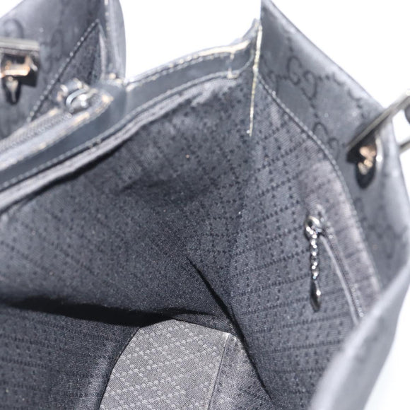 GUCCI GG Canvas Bamboo Hand Bag Nylon Black Silver 002 1010 Auth ep15037