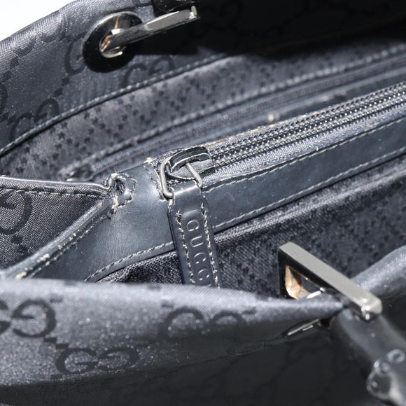 GUCCI GG Canvas Bamboo Hand Bag Nylon Black Silver 002 1010 Auth ep15037