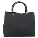 GUCCI GG Canvas Bamboo Hand Bag Nylon Black Silver 002 1010 Auth ep15037-13
