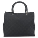 GUCCI GG Canvas Bamboo Hand Bag Nylon Black Silver 002 1010 Auth ep15037-2