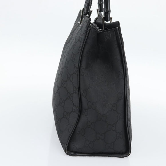 GUCCI GG Canvas Bamboo Hand Bag Nylon Black Silver 002 1010 Auth ep15037
