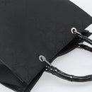 GUCCI GG Canvas Bamboo Hand Bag Nylon Black Silver 002 1010 Auth ep15037-6