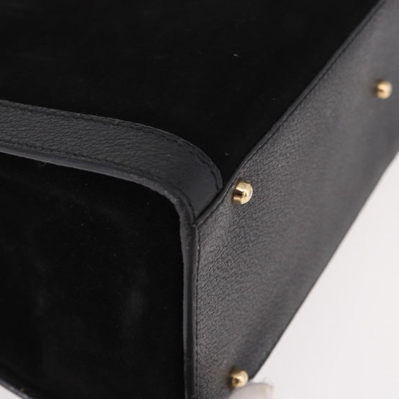 GUCCI Bamboo Hand Bag Leather Black Gold 002 1186 0260 Auth ep15038