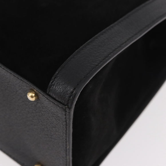 GUCCI Bamboo Hand Bag Leather Black Gold 002 1186 0260 Auth ep15038