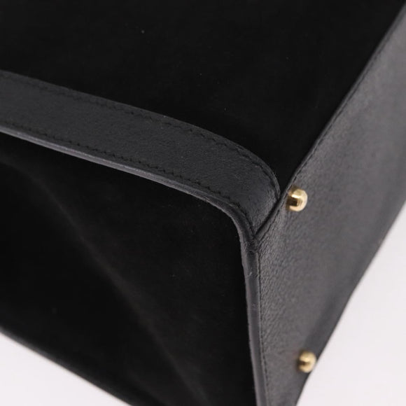 GUCCI Bamboo Hand Bag Leather Black Gold 002 1186 0260 Auth ep15038