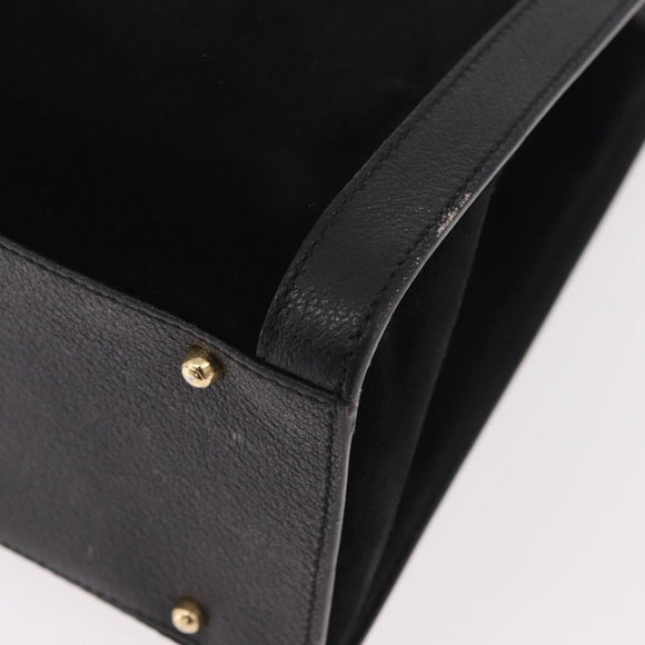 GUCCI Bamboo Hand Bag Leather Black Gold 002 1186 0260 Auth ep15038