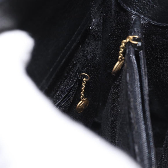 GUCCI Bamboo Hand Bag Leather Black Gold 002 1186 0260 Auth ep15038