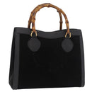 GUCCI Bamboo Hand Bag Leather Black Gold 002 1186 0260 Auth ep15038-1