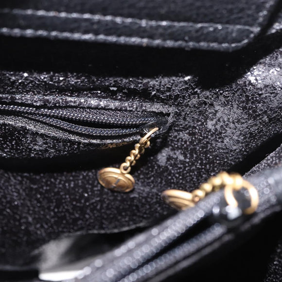 GUCCI Bamboo Hand Bag Leather Black Gold 002 1186 0260 Auth ep15038