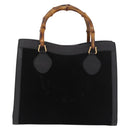GUCCI Bamboo Hand Bag Leather Black Gold 002 1186 0260 Auth ep15038-13