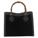GUCCI Bamboo Hand Bag Leather Black Gold 002 1186 0260 Auth ep15038-2