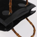 GUCCI Bamboo Hand Bag Leather Black Gold 002 1186 0260 Auth ep15038-6