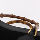 GUCCI Bamboo Hand Bag Leather Black Gold 002 1186 0260 Auth ep15038-8