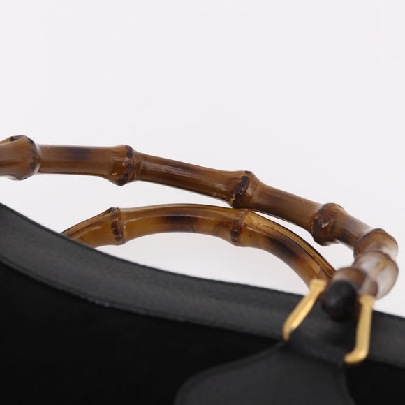 GUCCI Bamboo Hand Bag Leather Black Gold 002 1186 0260 Auth ep15038