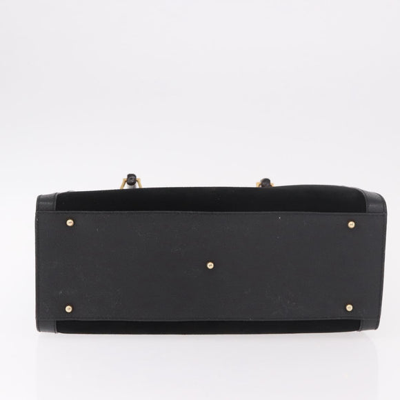 GUCCI Bamboo Hand Bag Leather Black Gold 002 1186 0260 Auth ep15038