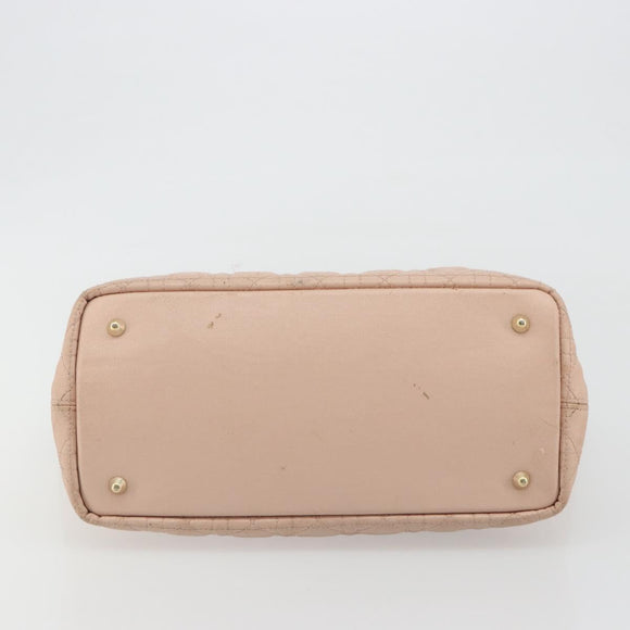 Christian Dior Lady Dior Canage Hand Bag Coated Canvas Pink Gold Auth ep15039
