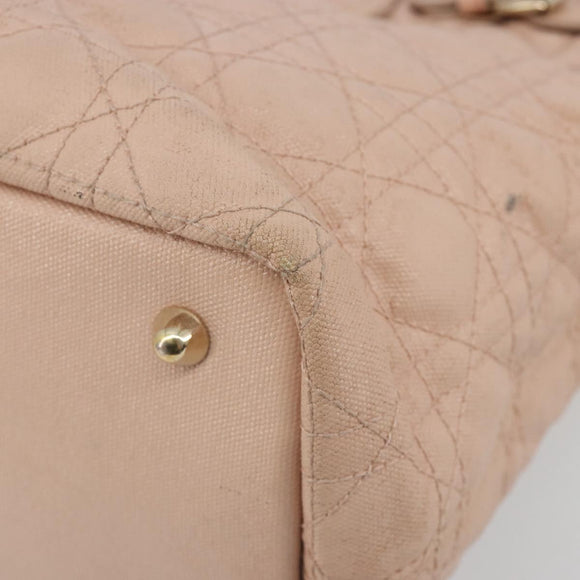Christian Dior Lady Dior Canage Hand Bag Coated Canvas Pink Gold Auth ep15039