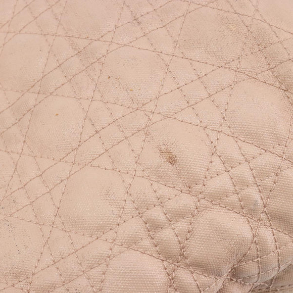 Christian Dior Lady Dior Canage Hand Bag Coated Canvas Pink Gold Auth ep15039