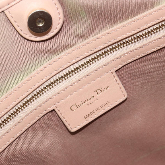 Christian Dior Lady Dior Canage Hand Bag Coated Canvas Pink Gold Auth ep15039