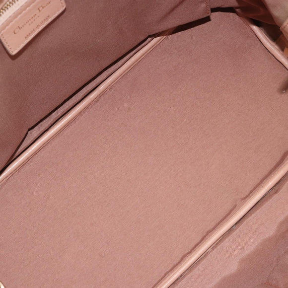 Christian Dior Lady Dior Canage Hand Bag Coated Canvas Pink Gold Auth ep15039