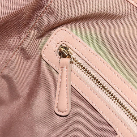 Christian Dior Lady Dior Canage Hand Bag Coated Canvas Pink Gold Auth ep15039