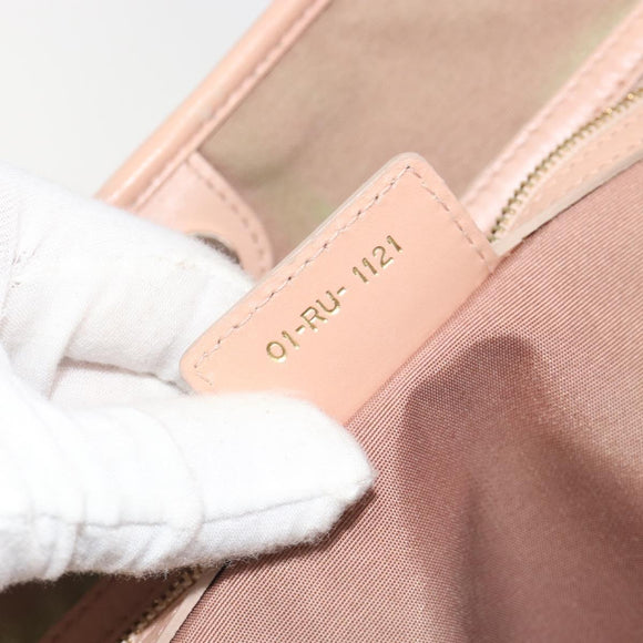 Christian Dior Lady Dior Canage Hand Bag Coated Canvas Pink Gold Auth ep15039
