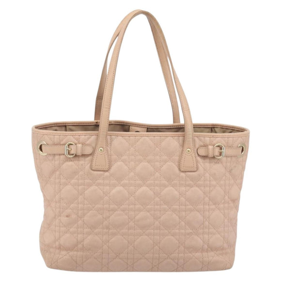 Christian Dior Lady Dior Canage Hand Bag Coated Canvas Pink Gold Auth ep15039