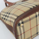 Burberrys Nova Check Hand Bag PVC Beige Gold Auth ep15040-14