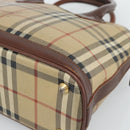 Burberrys Nova Check Hand Bag PVC Beige Gold Auth ep15040-15